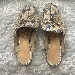 Sam Edelman Snakeskin Mules - Tan and Black